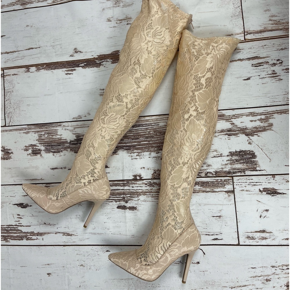 Lace Stiletto Thigh High Boots - Picture 8 of 11